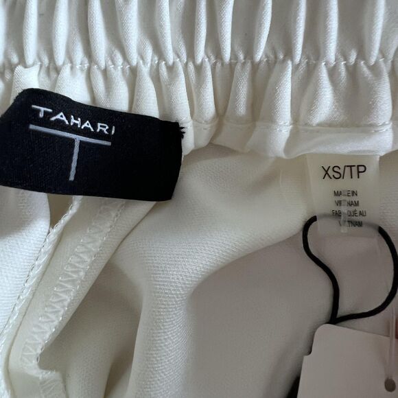 Tahari Pants Womens XS White Wide Leg Pull On Lined Pleated Trousers THF23003 - Picture 6 of 14